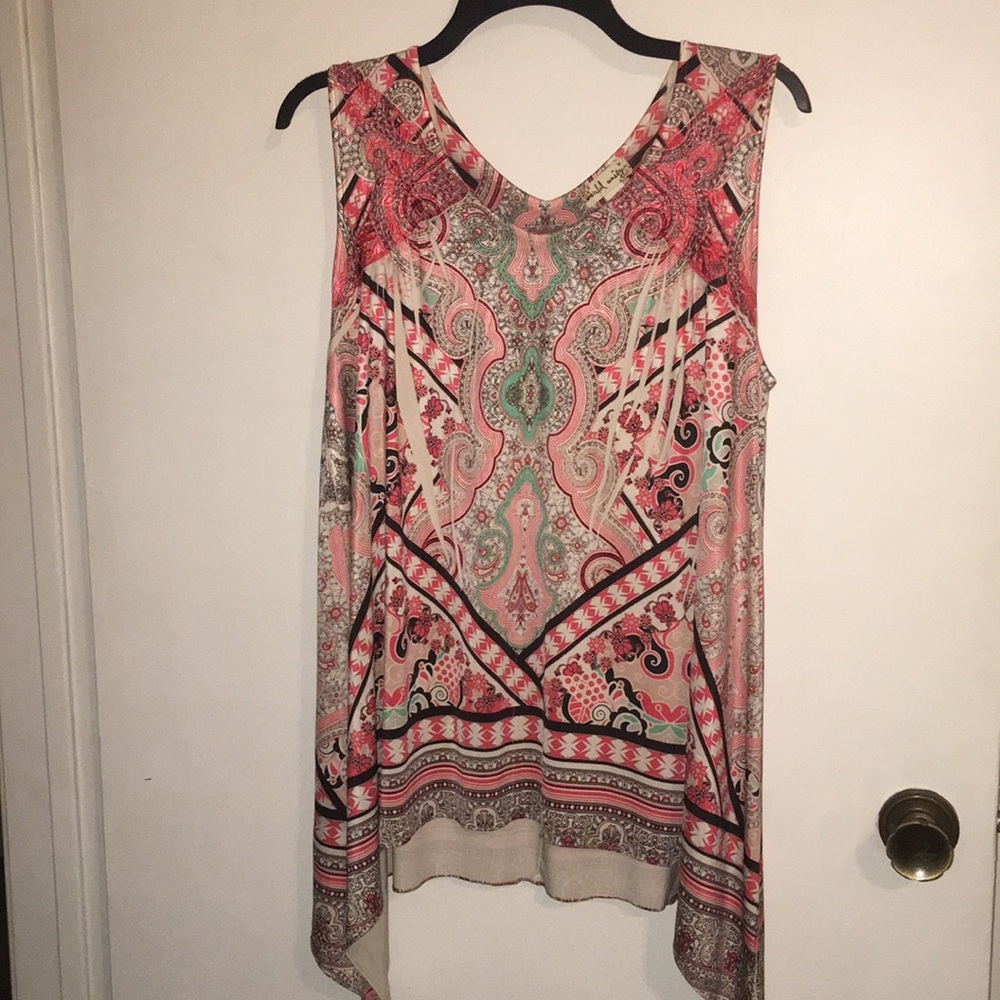 World Unity ladies multi color orange top, size medium